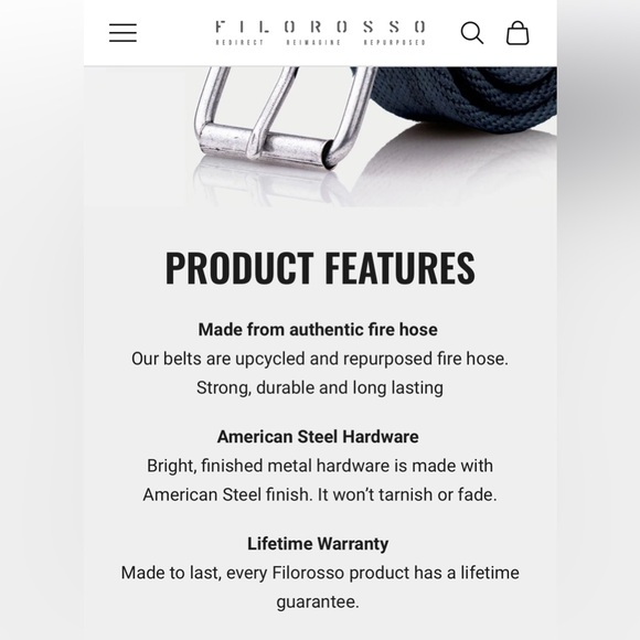 Filorosso Men’s Navy Limited Edition “The Stripes” 1776 Belt, size L see chart - Picture 4 of 13